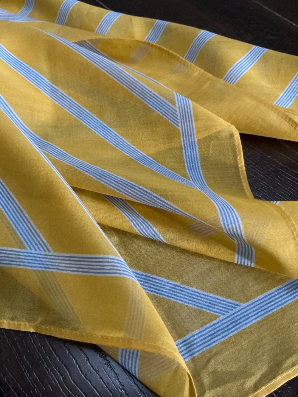 Madewell | Organic Cotton Bandana Yellow with Blue Stripes NWT, Size Medium